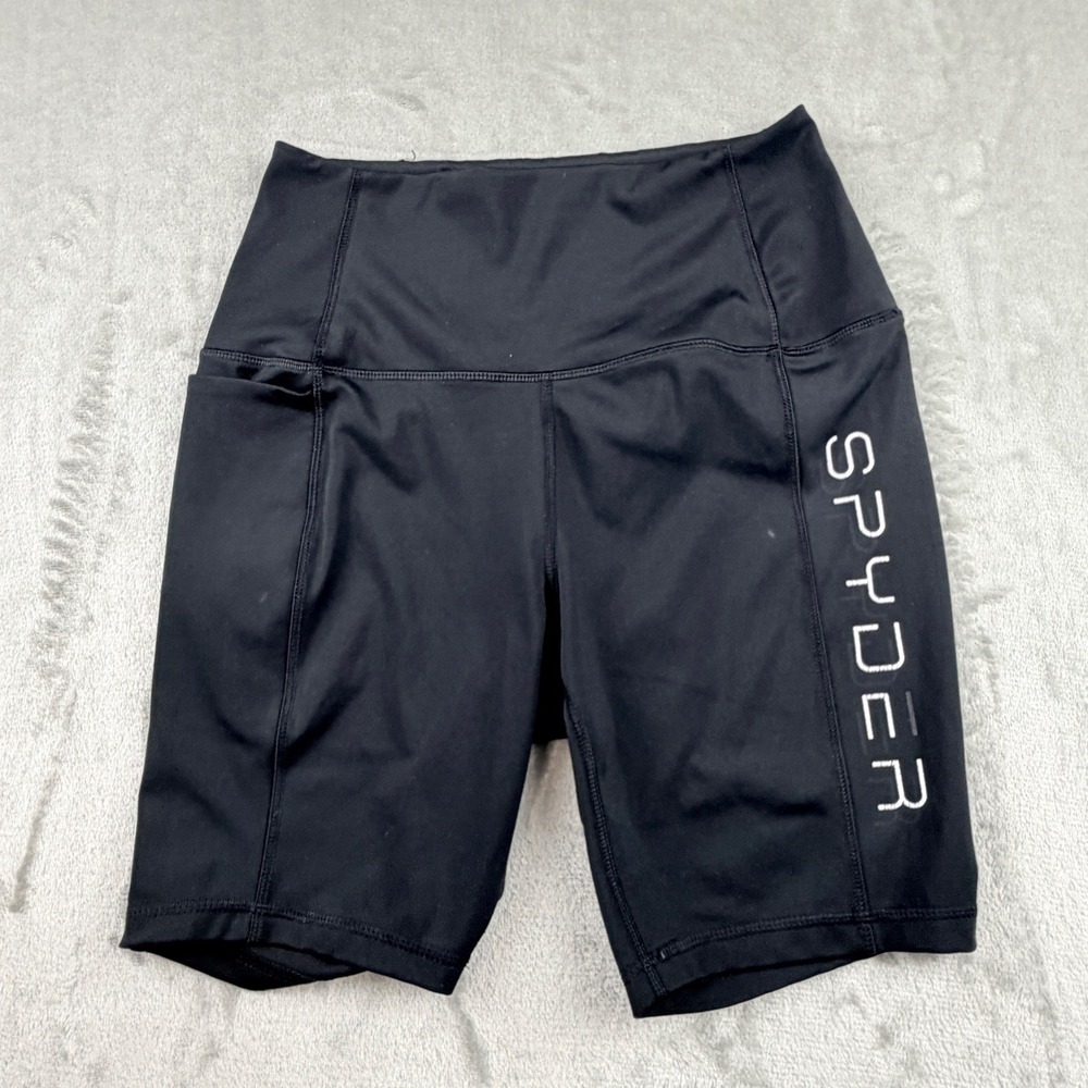 Spyder Active Women's Small Black High‎ Waisted Biker Shorts